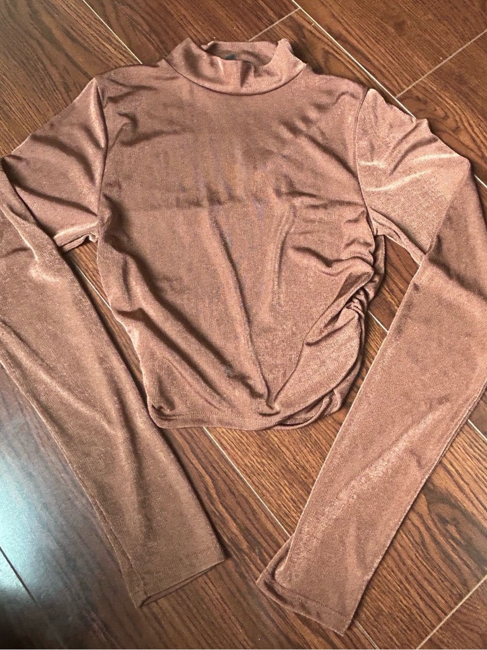 Electric Family Copper Brown Mock Neck Long Sleeve Top